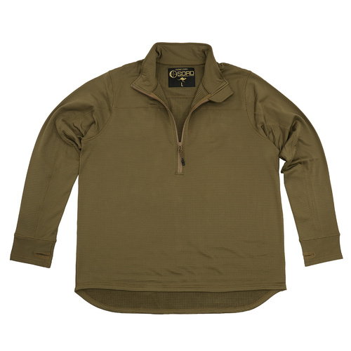 1/4 Zip Grid Fleece - Coyote - Small